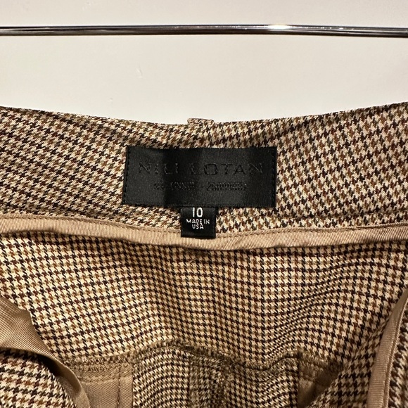 NILI LOTAN Tel Aviv Houndstooth Wool Slim-Leg Pants Size 10 - Picture 9 of 10